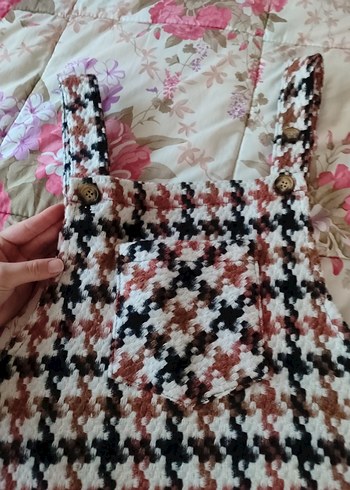 Pastel Çok Renkli Kareli Salopet - Görsel 5