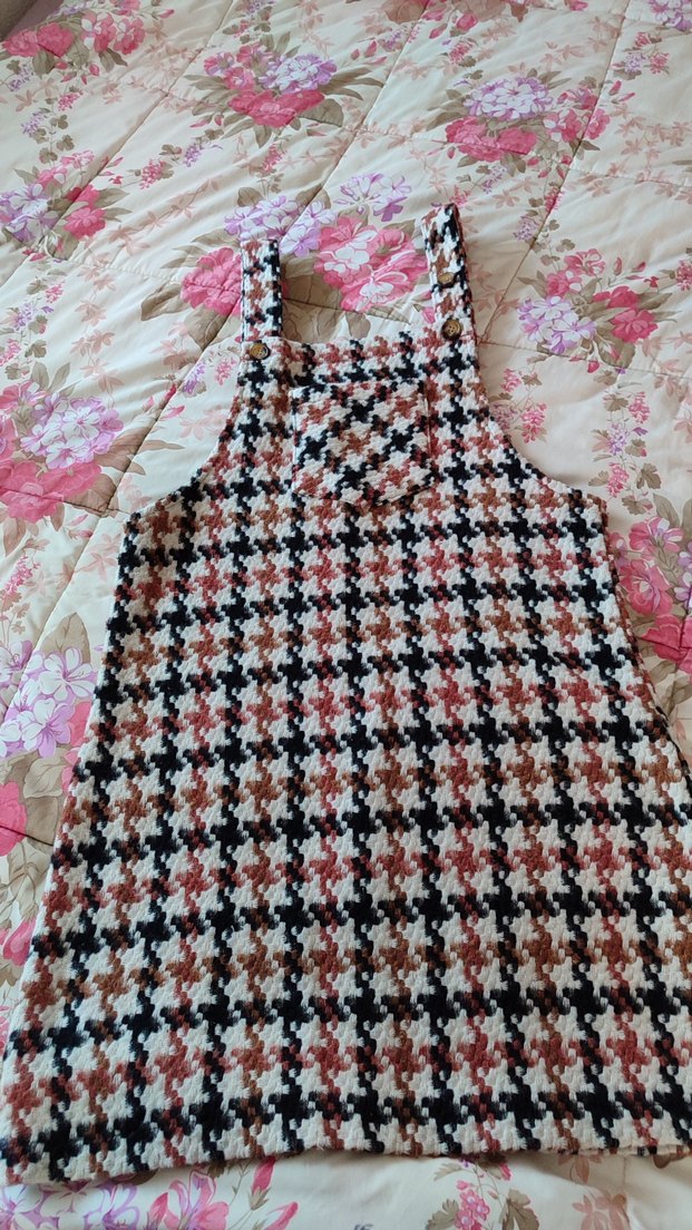 Pastel Çok Renkli Kareli Salopet - Görsel 3