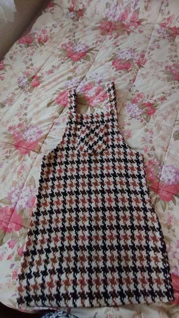 Pastel Çok Renkli Kareli Salopet - Görsel 2