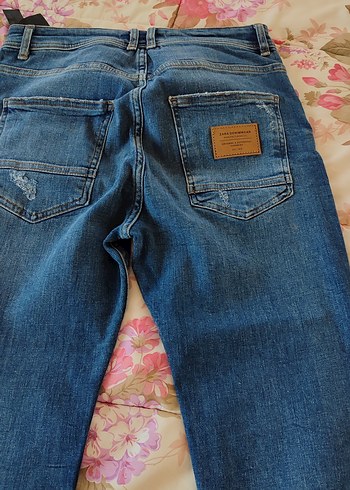 Renkli Mavi Kadın Midi Boy Bol Kesim Kot Pantolon - Görsel 7