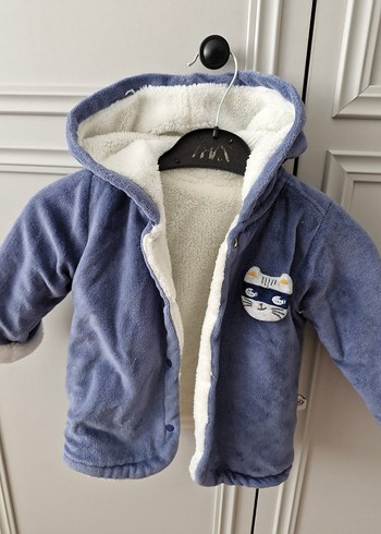 Diğer Kapüşonlu Erkek Çocuk Gri Peluş Ceket