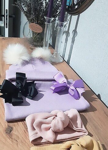 3-5 Yaş, 21 cm Beden çeşitli Renk Bere takımı 