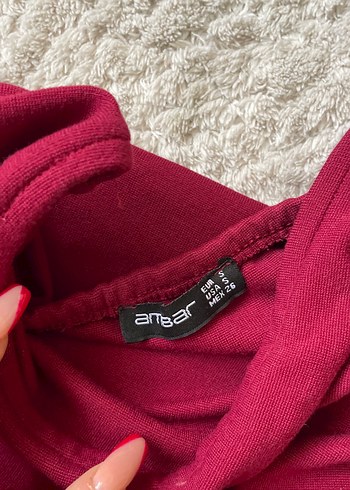 Bordo Midi straplez crop - Görsel 2