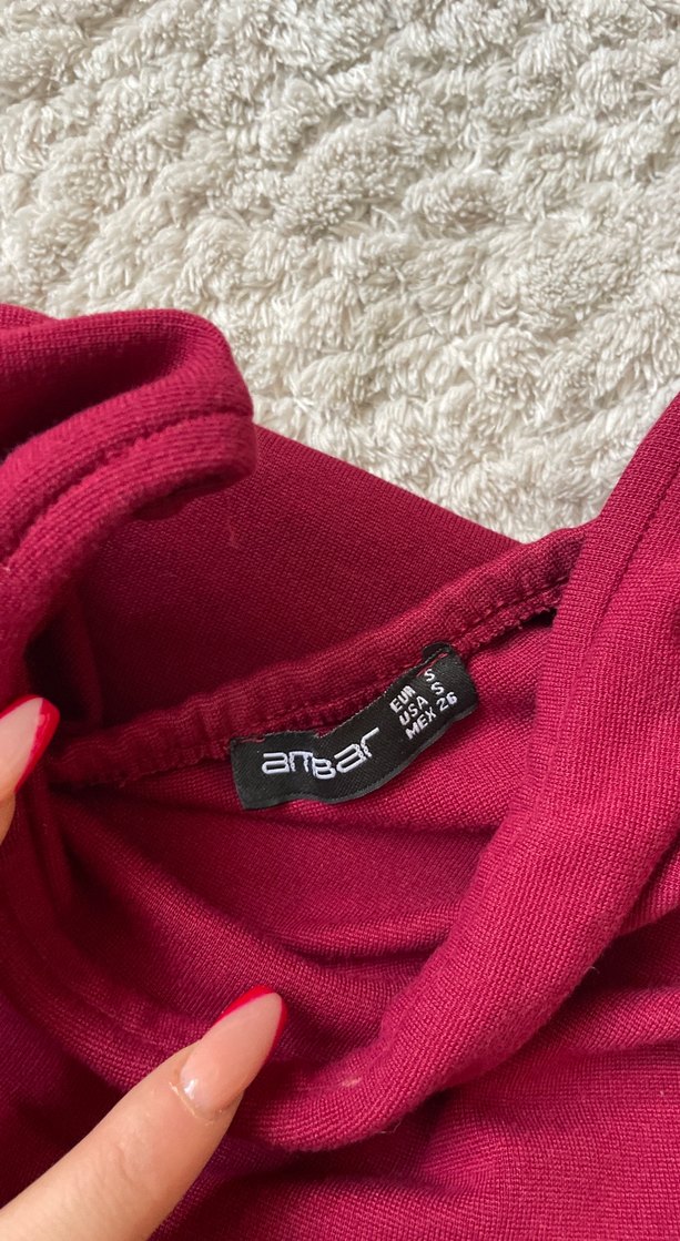 Bordo Midi straplez crop - Görsel 2