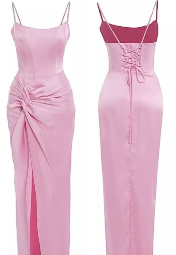Pembe Saten Elbise