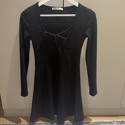 korse tasarimli büzgülü mini örme elbise