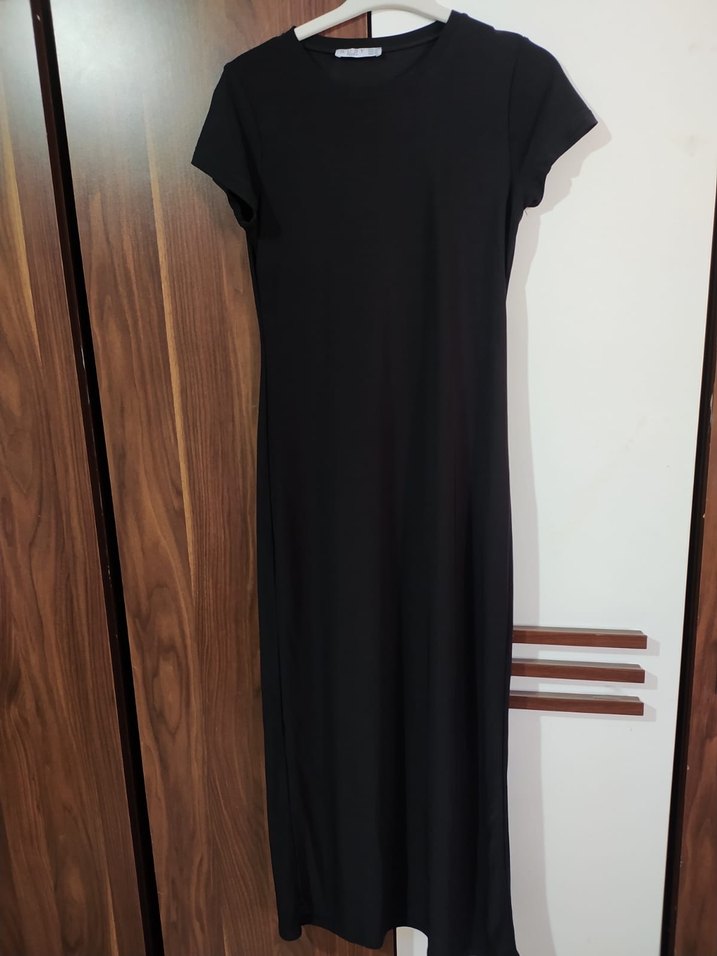 Siyah Drapeli Kadın Uzun Elbise - Görsel 2