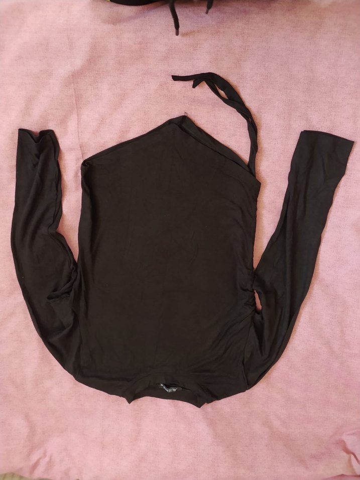 Siyah Kadın Balıkçı Yaka Uzun Kollu Bluz - Görsel 2