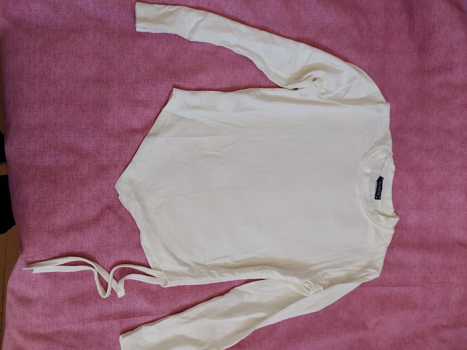 Kız Çocuk Beyaz Pamuklu Uzun Kollu Tişört - Görsel 2