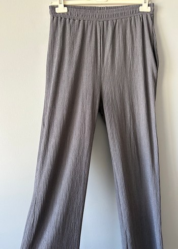 Gri Düğmeli Keten Kadın Gömlek Eşofman Takımı - Görsel 3