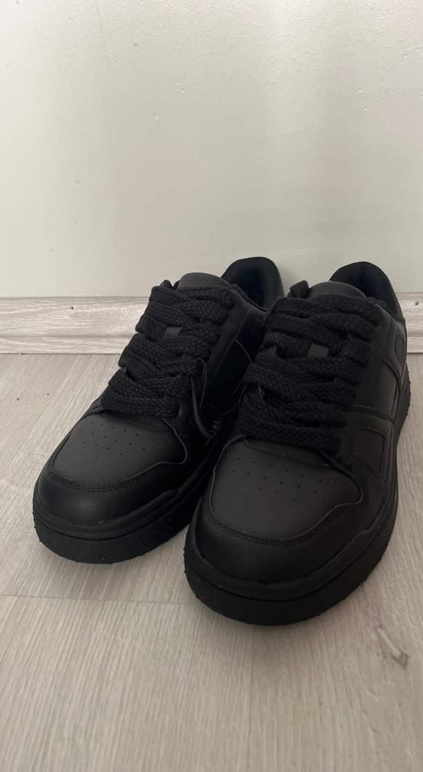 Siyah Kadın Spor Ayakkabı Cırtlı Blok Topuk - Görsel 2