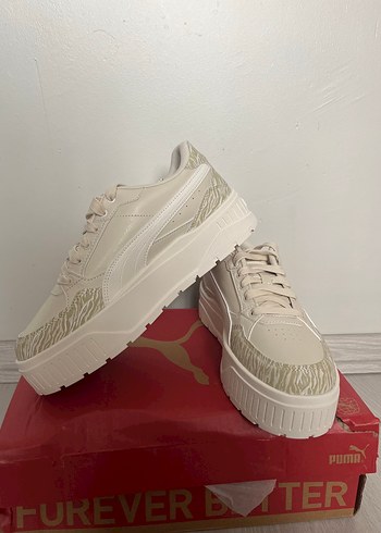 Beyaz Zebra Desenli Platform Spor Ayakkabı