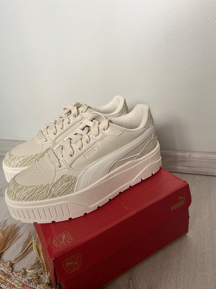 Beyaz Zebra Desenli Platform Spor Ayakkabı - Görsel 3