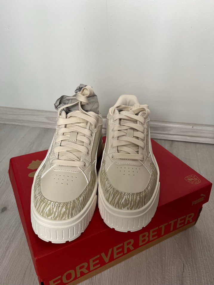 Beyaz Platform Topuklu Kadın Spor Ayakkabı - Görsel 3