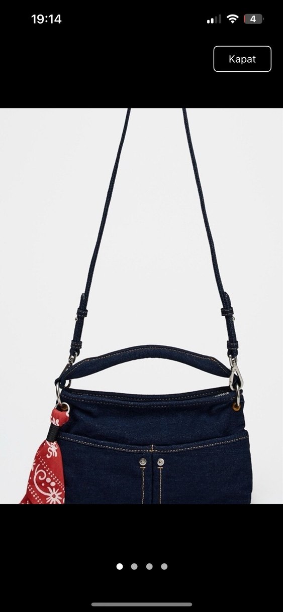 Renkli Batik Desenli Lacivert Kot Çanta - Görsel 2