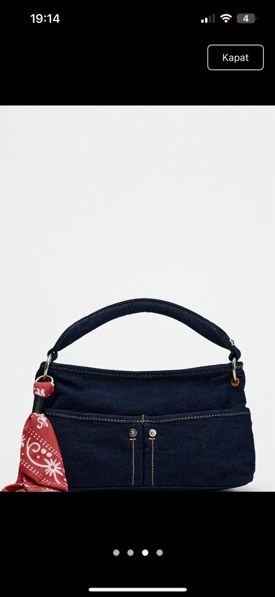 Renkli Batik Desenli Lacivert Kot Çanta - Görsel 3