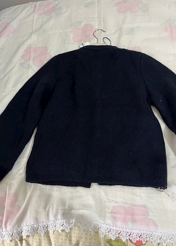 Düğmeli Lacivert Triko Kadın Ceket - Görsel 3