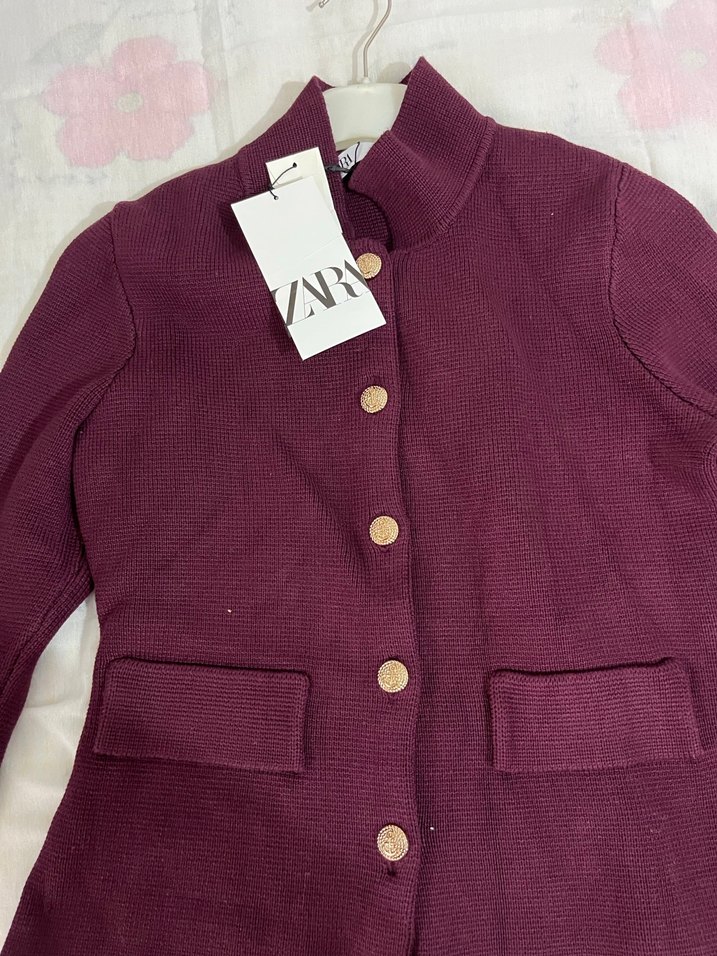Bordo Düğmeli Kadın Ceket - Görsel 3