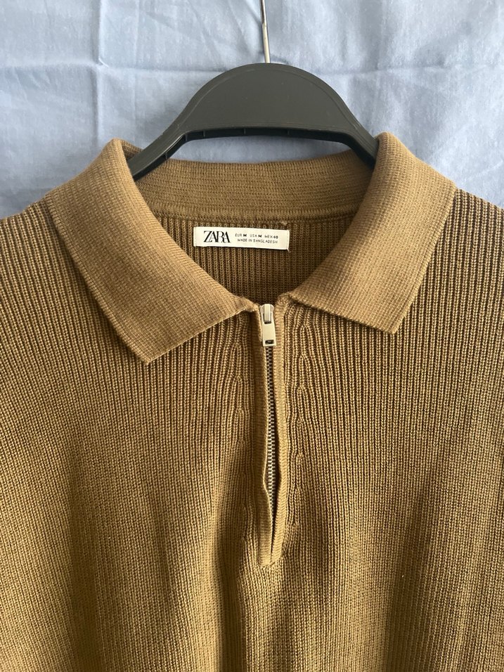 Bej Örgü Polo Tişört - Görsel 2