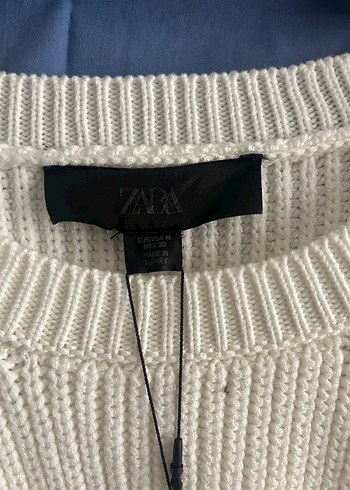 Beyaz Kadın Örgü Pamuklu Kazak - Görsel 3