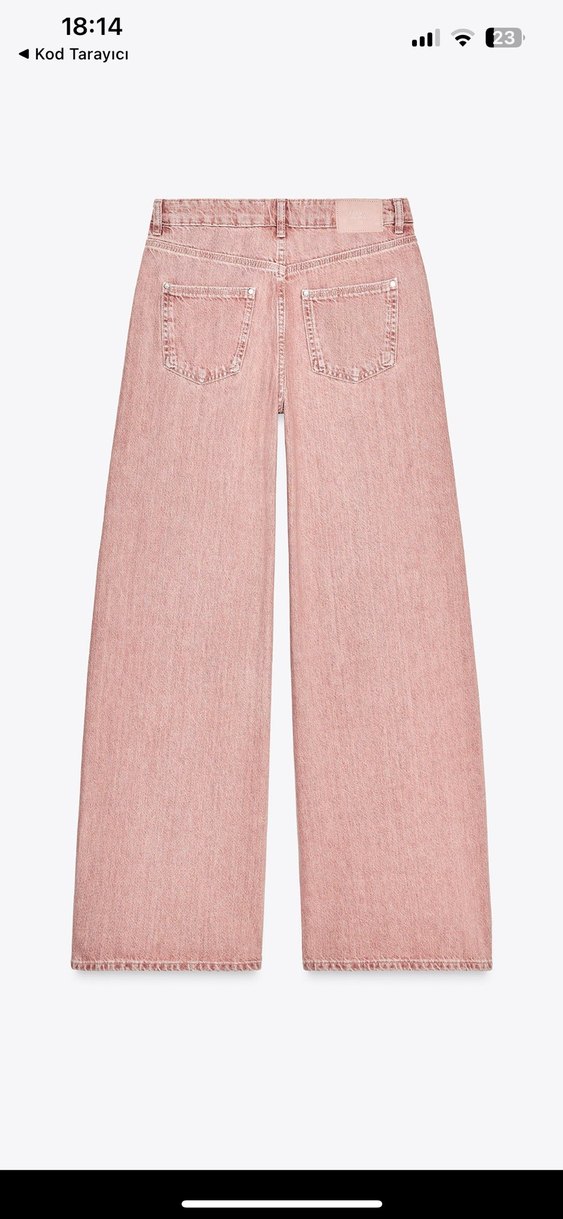 Pembe Bağlama Desenli Midi Kot Pantolon - Görsel 2