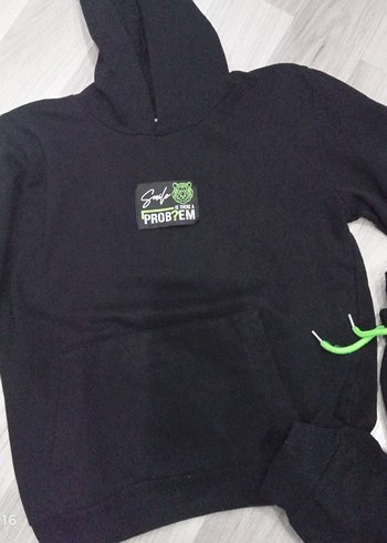 Siyah Baskılı Erkek Sweatshirt ve Eşofman Takımı - Görsel 3