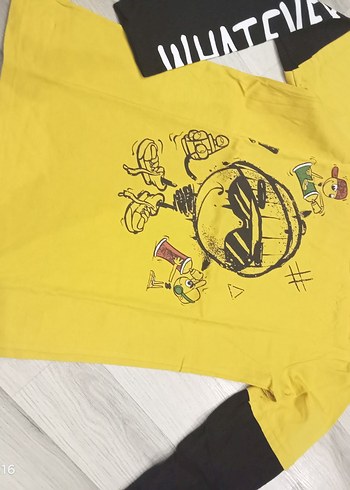 Sarı Baskılı Erkek Çocuk Uzun Kollu Tişört - Görsel 2