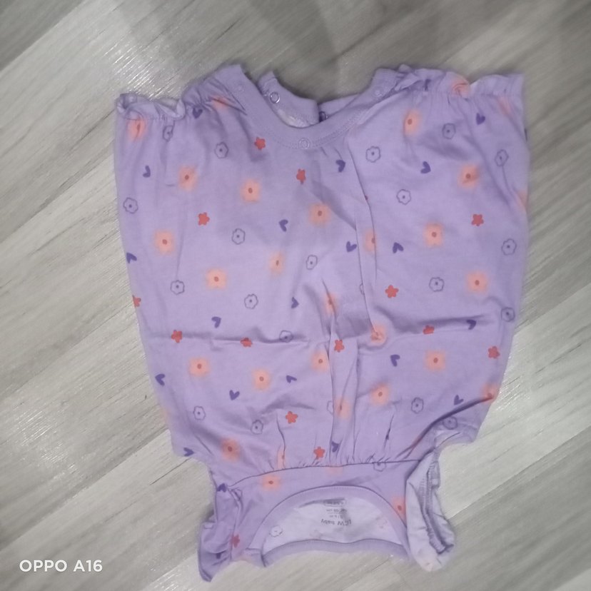 Renkli Baskılı Bebek Kız Tulum Dantel Detaylı - Görsel 2