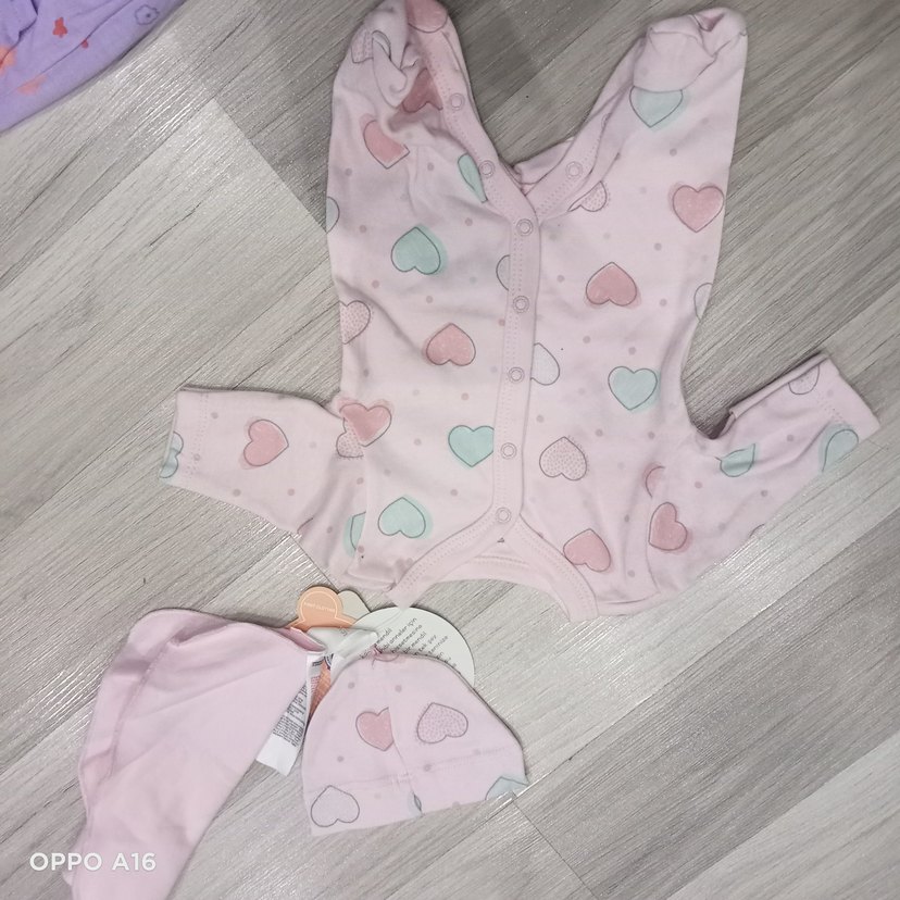 Renkli Baskılı Bebek Kız Tulum Dantel Detaylı - Görsel 3