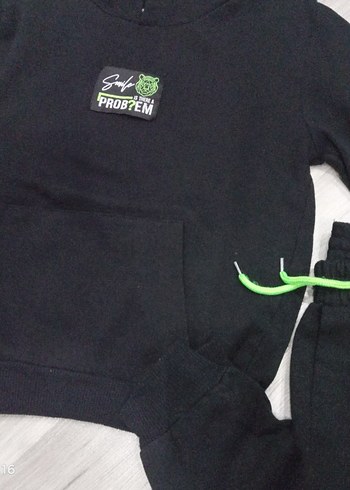Siyah Erkek Çocuk Kapüşonlu Sweatshirt ve Eşofman - Görsel 6