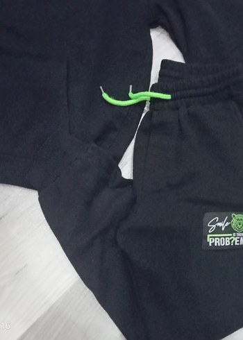 Siyah Erkek Çocuk Kapüşonlu Sweatshirt ve Eşofman - Görsel 5