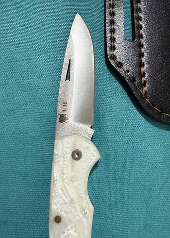 Beyaz Saplı Katlanır Çakı ve Kılıfı - Görsel 4