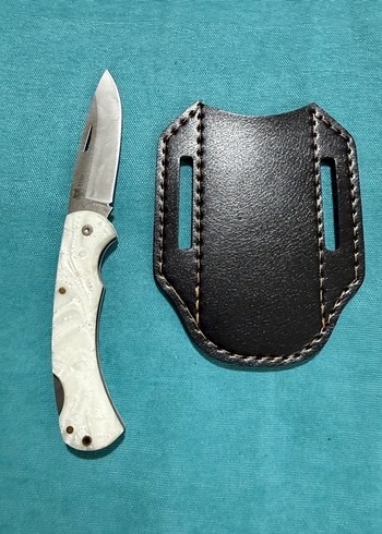 Beyaz Saplı Katlanır Çakı ve Kılıfı - Görsel 3