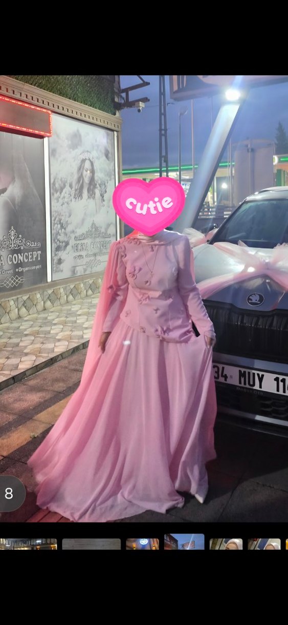 Pudra Pelerinli Uzun Kadın Abiye - Görsel 2