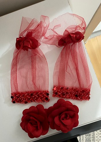 Diğer Kırmızı Payetli Gotik Gelin Aksesuarı