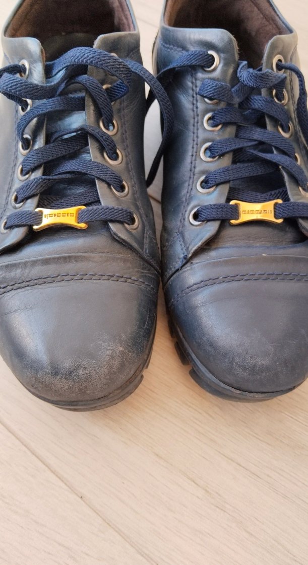 Koyu Mavi Erkek Spor Ayakkabı Bağcıkları - Görsel 2