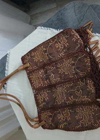 Kahverengi Nakışlı Bohem Kadın Çanta