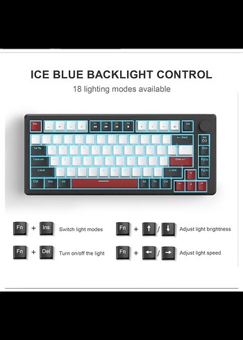 Beden MK-Star75 Beyaz Koyu Renkli Gaming Klavye