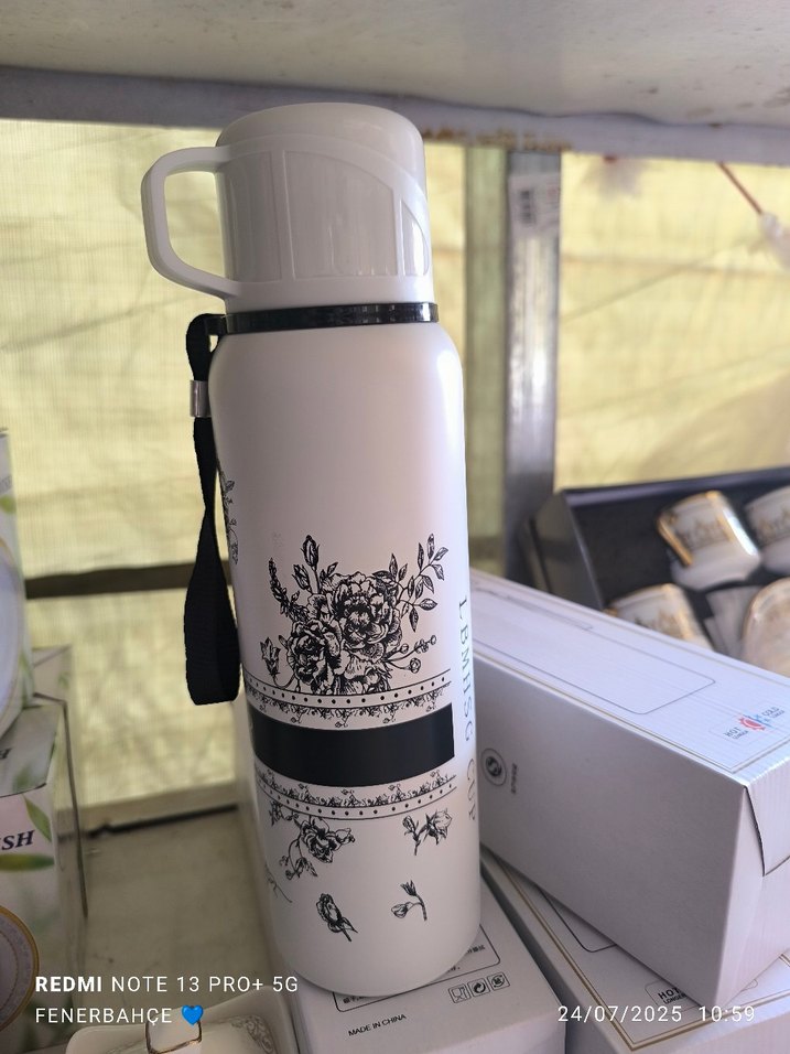 Diger Beyaz Çiçek Desenli Çocuk Termosu - Görsel 2