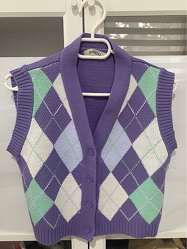 vintage baklava desenli crop süveter