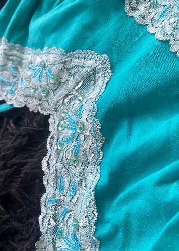 Trendyol & Milla vintage fairycore taslı mavi sıfır kollu bluz