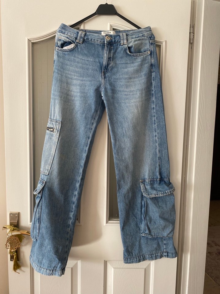 Kadın Mavi Bol Kesim  Denim Pantolon - Görsel 2