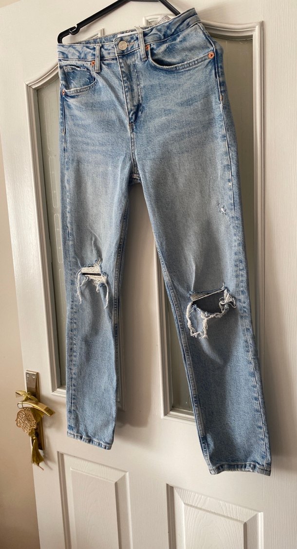 Kadın Mavi Yırtık Regular Fit Midi Kot Pantolon - Görsel 3