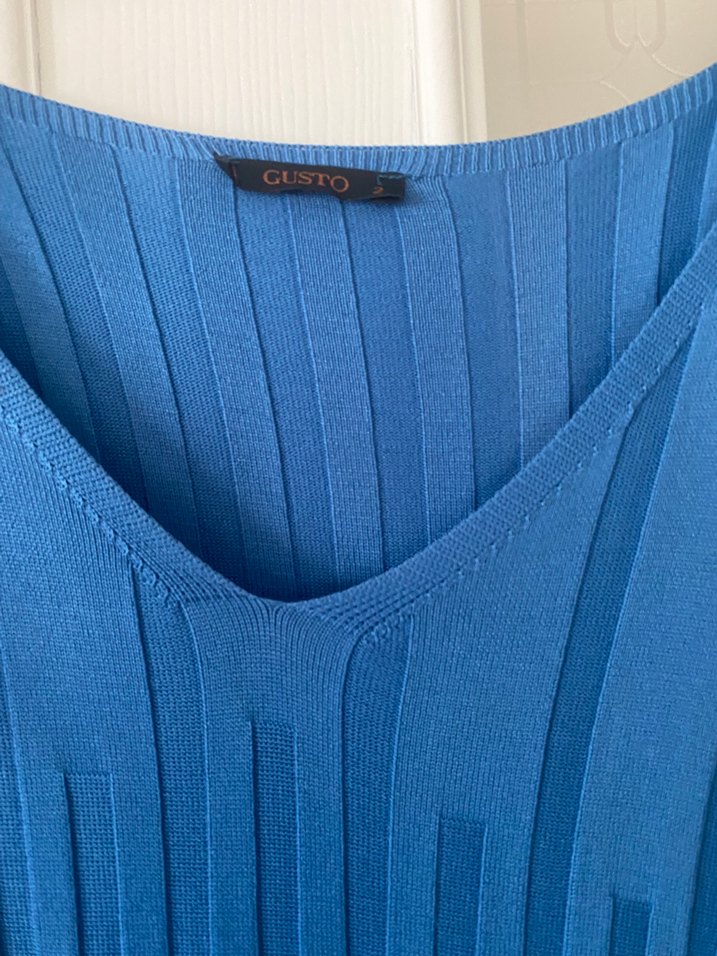 Mavi Pilili Uzun Askılı Kadın Elbise - Görsel 4