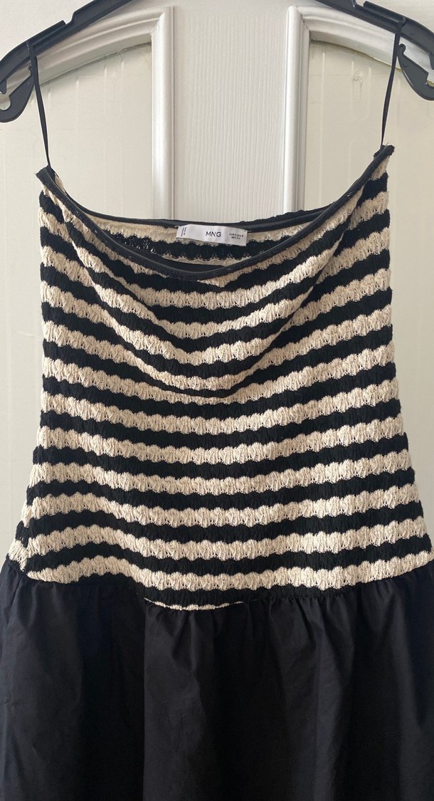 Straplez Siyah Uzun Triko Elbise - Görsel 4