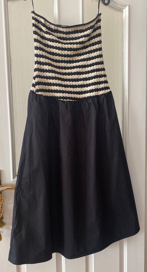 Straplez Siyah Uzun Triko Elbise - Görsel 2