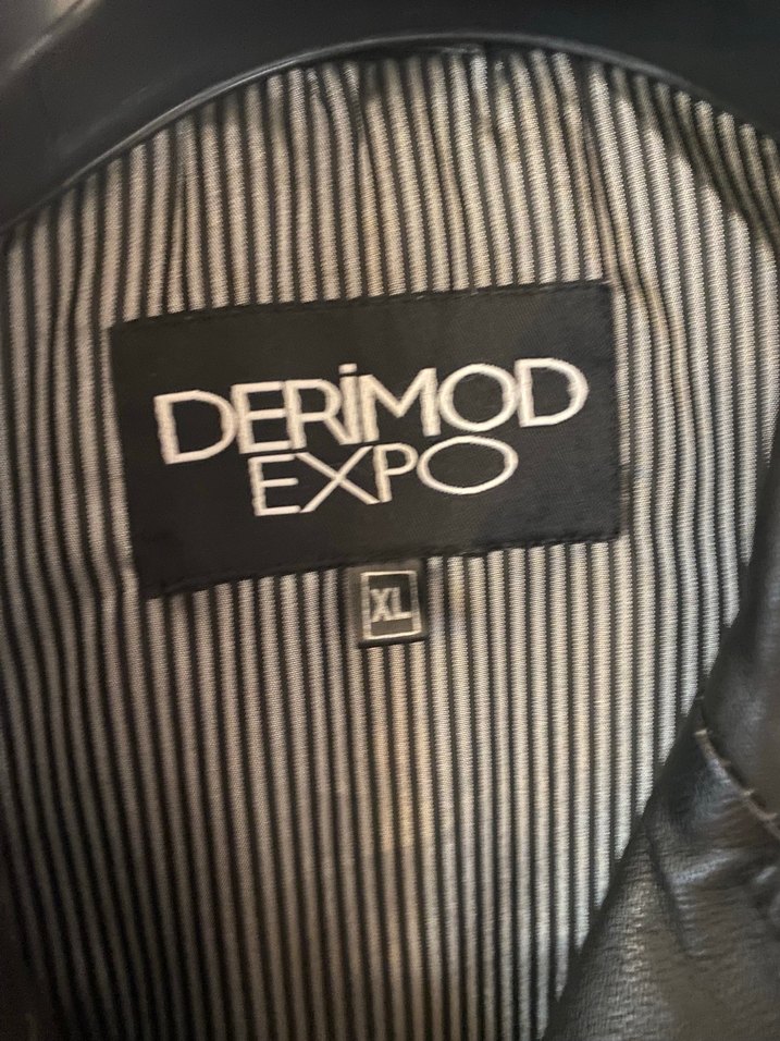 Erkek Deri Siyah Biker Ceket, Düğmeli, Normal Boy - Görsel 2