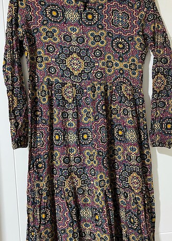 Uzun Kollu Bohem Desenli Uzun Elbise - Görsel 2