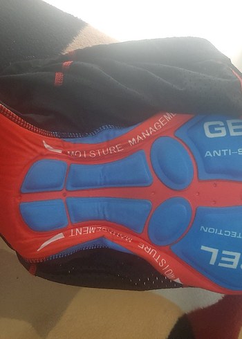 Siyah Mavi-Kırmızı jel yastikli bisiklet şortu - Görsel 6