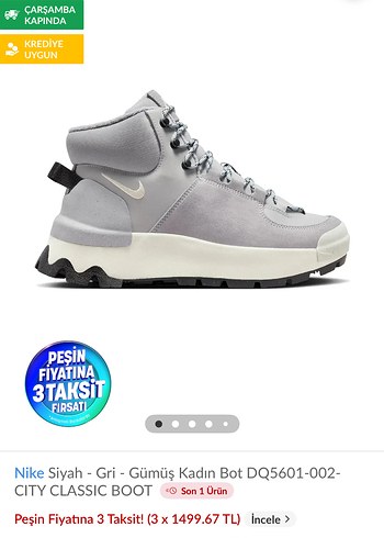 Nike Gri Bağcıklı Kadın Spor Bot